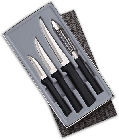Meal Prep Gift Set (S05), Silver Handle | 4-Piece Knife Set , Stainless Steel Blade, Silver Cast Aluminum Handle