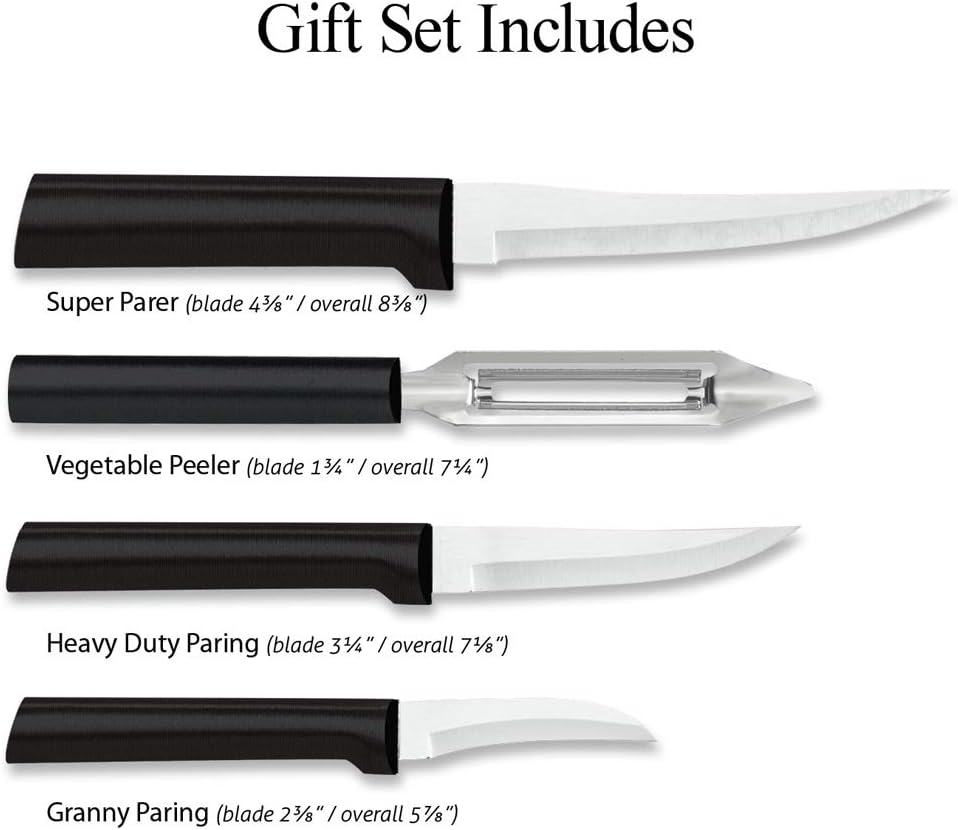 Meal Prep Gift Set (S05), Silver Handle | 4-Piece Knife Set , Stainless Steel Blade, Silver Cast Aluminum Handle