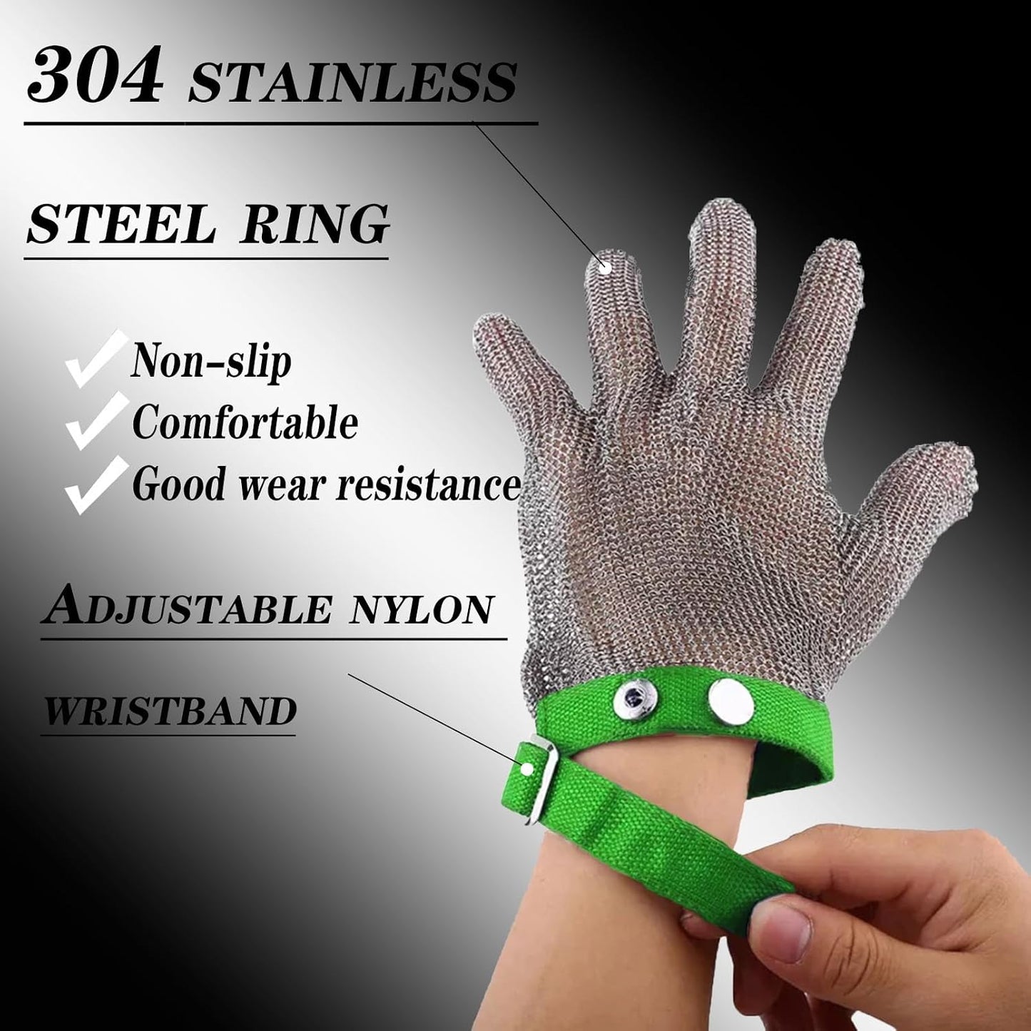 5pcs Knife Resistant Gloves For Kitchen Dining Room, 9-Level Protective Metal Cutting Chainmail Cut Proof Gloves