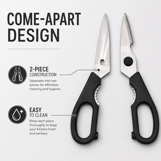 All-Purpose Kitchen Shears, Heavy-Duty Stainless Steel, Detachable Scissors with Comfortable Grip, Dishwasher Safe, 8-Inch