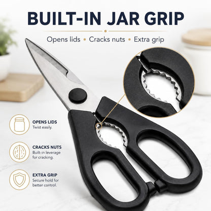 All-Purpose Kitchen Shears, Heavy-Duty Stainless Steel, Detachable Scissors with Comfortable Grip, Dishwasher Safe, 8-Inch