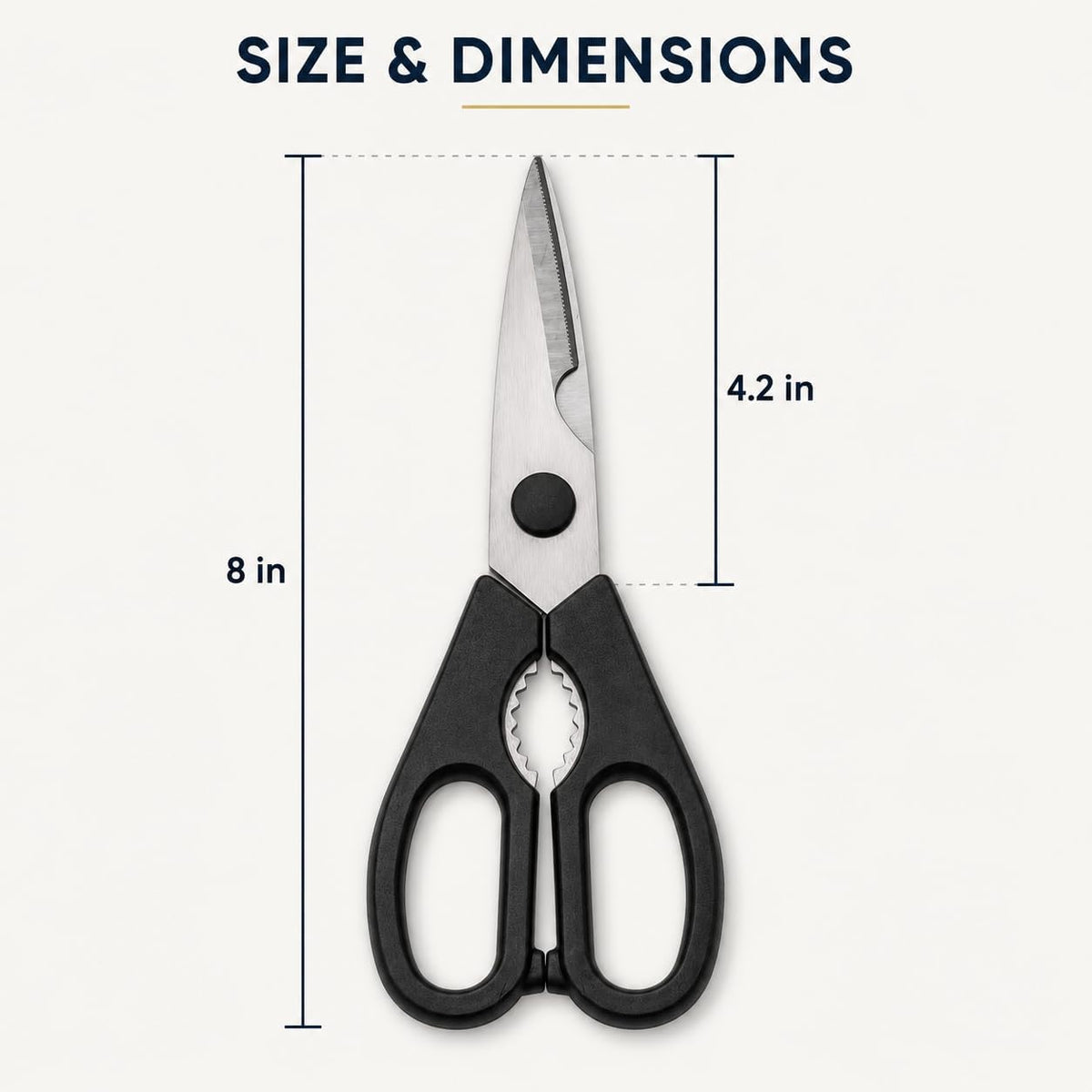 All-Purpose Kitchen Shears, Heavy-Duty Stainless Steel, Detachable Scissors with Comfortable Grip, Dishwasher Safe, 8-Inch