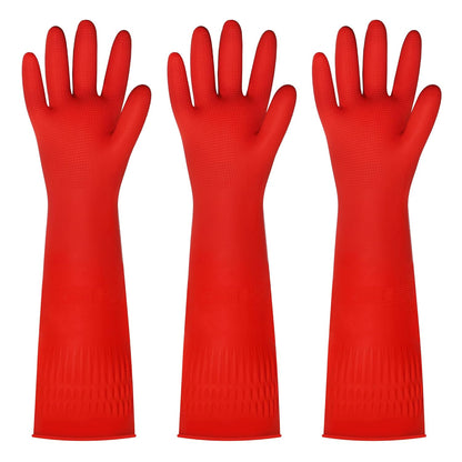Nitrile Cleaning Gloves, Heavy Duty Dishwashing Gloves, Reusable Medium Gloves for Kitchen, Bathroom, Gardening, Working, Pet Care - White, 3 Pairs, Size M
