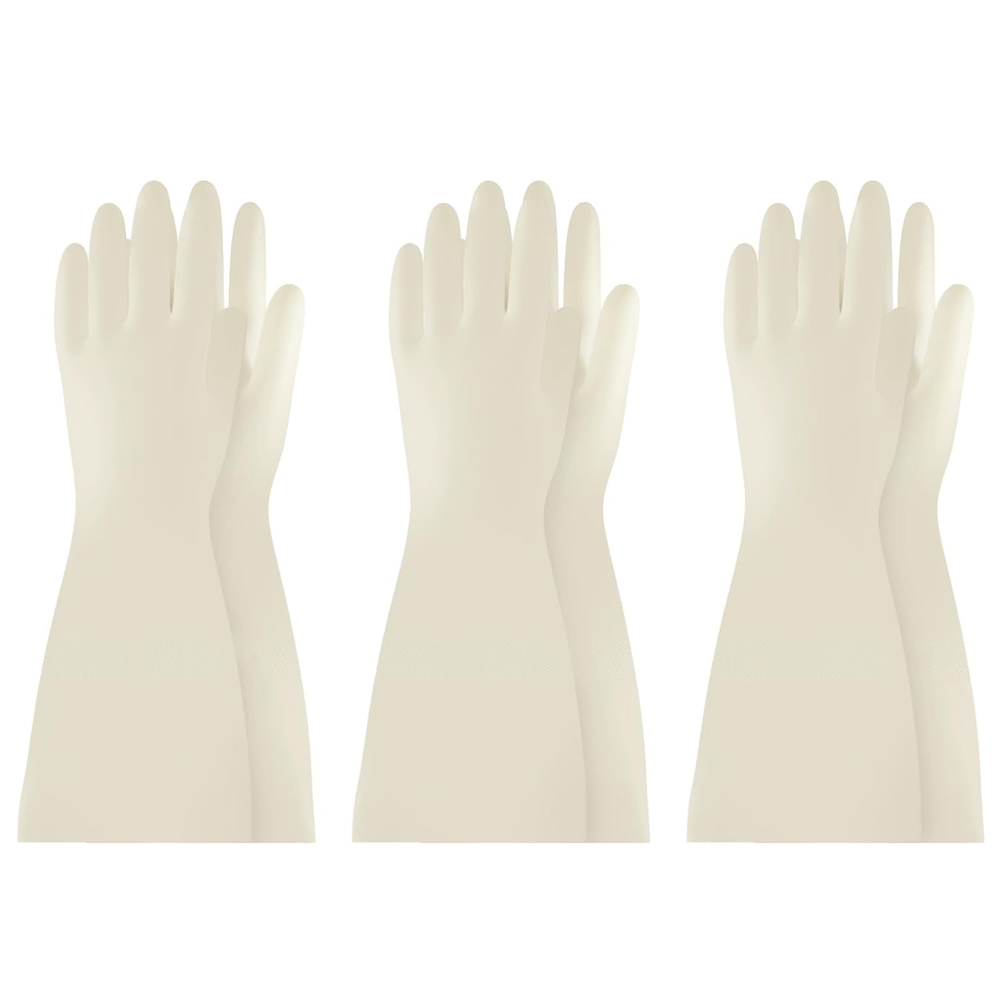 Nitrile Cleaning Gloves, Heavy Duty Dishwashing Gloves, Reusable Medium Gloves for Kitchen, Bathroom, Gardening, Working, Pet Care - White, 3 Pairs, Size M