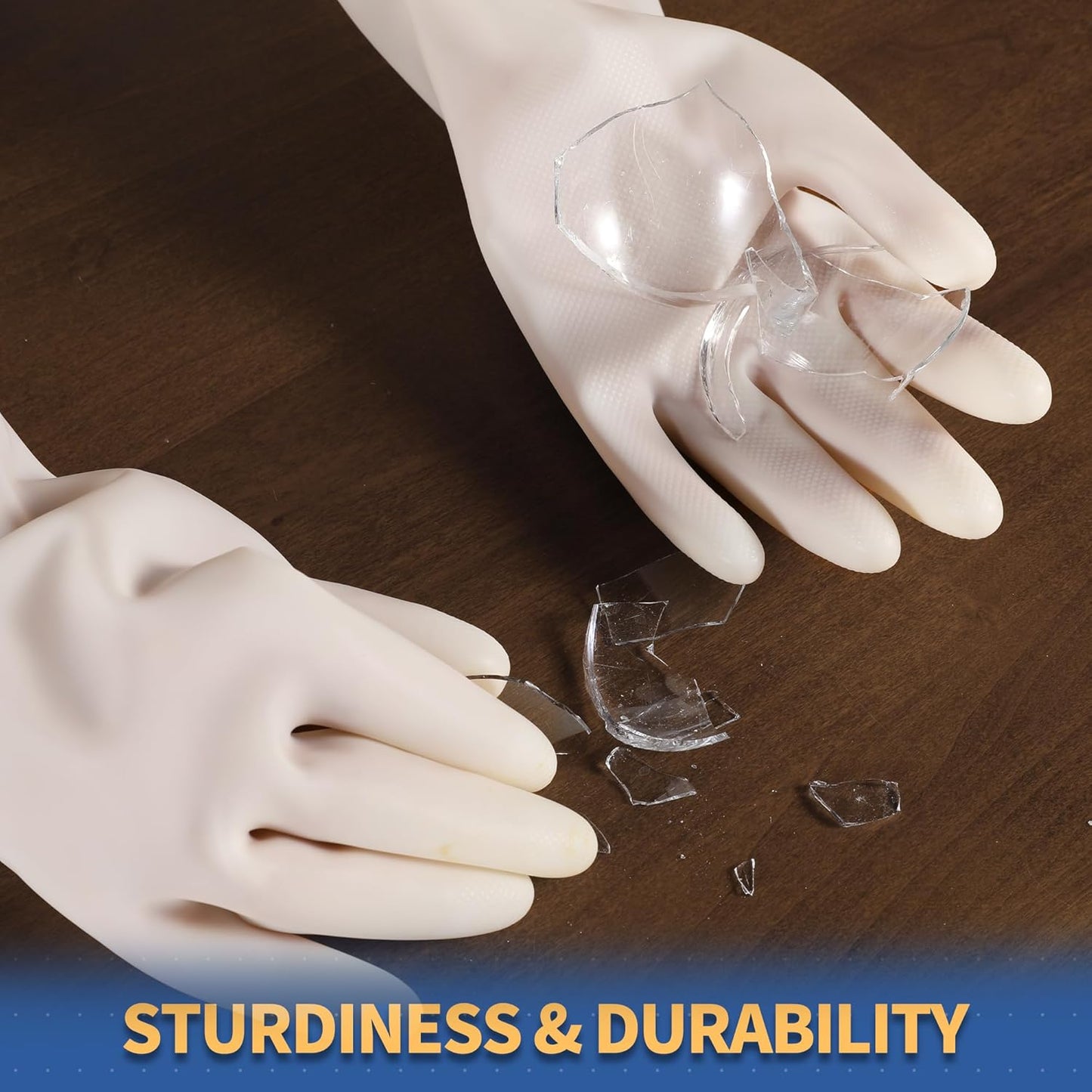 Nitrile Cleaning Gloves, Heavy Duty Dishwashing Gloves, Reusable Medium Gloves for Kitchen, Bathroom, Gardening, Working, Pet Care - White, 3 Pairs, Size M