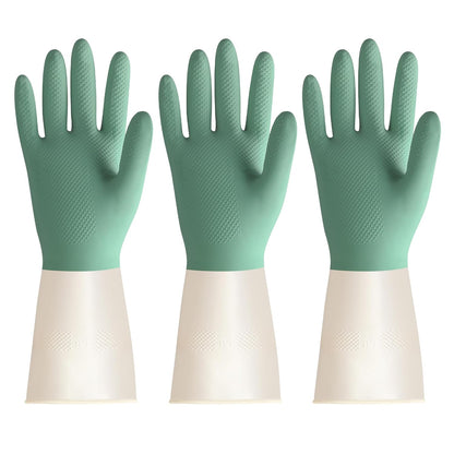 Nitrile Cleaning Gloves, Heavy Duty Dishwashing Gloves, Reusable Medium Gloves for Kitchen, Bathroom, Gardening, Working, Pet Care - White, 3 Pairs, Size M