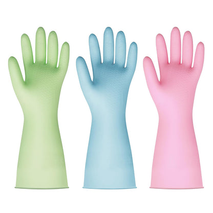 Nitrile Cleaning Gloves, Heavy Duty Dishwashing Gloves, Reusable Medium Gloves for Kitchen, Bathroom, Gardening, Working, Pet Care - White, 3 Pairs, Size M