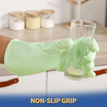 Nitrile Cleaning Gloves, Heavy Duty Dishwashing Gloves, Reusable Medium Gloves for Kitchen, Bathroom, Gardening, Working, Pet Care - White, 3 Pairs, Size M