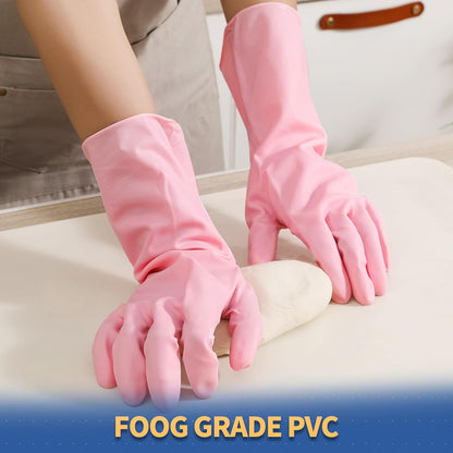 Nitrile Cleaning Gloves, Heavy Duty Dishwashing Gloves, Reusable Medium Gloves for Kitchen, Bathroom, Gardening, Working, Pet Care - White, 3 Pairs, Size M