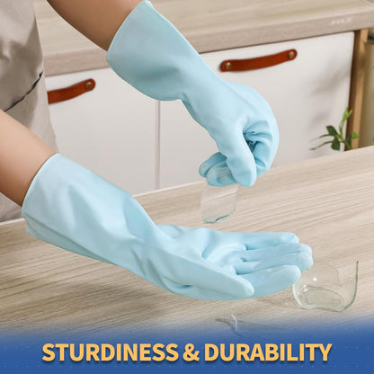 Nitrile Cleaning Gloves, Heavy Duty Dishwashing Gloves, Reusable Medium Gloves for Kitchen, Bathroom, Gardening, Working, Pet Care - White, 3 Pairs, Size M