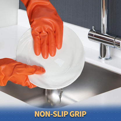 Nitrile Cleaning Gloves, Heavy Duty Dishwashing Gloves, Reusable Medium Gloves for Kitchen, Bathroom, Gardening, Working, Pet Care - White, 3 Pairs, Size M