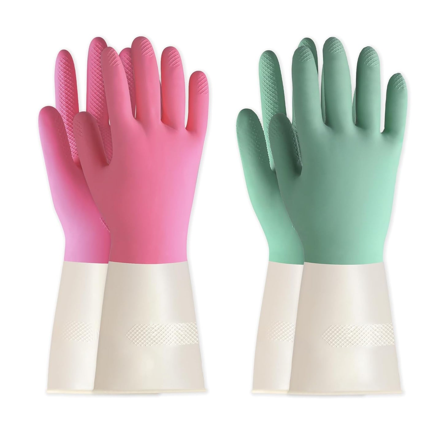 Nitrile Cleaning Gloves, Heavy Duty Dishwashing Gloves, Reusable Medium Gloves for Kitchen, Bathroom, Gardening, Working, Pet Care - White, 3 Pairs, Size M