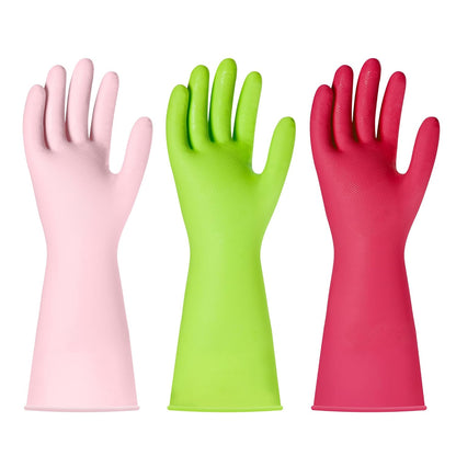 Nitrile Cleaning Gloves, Heavy Duty Dishwashing Gloves, Reusable Medium Gloves for Kitchen, Bathroom, Gardening, Working, Pet Care - White, 3 Pairs, Size M