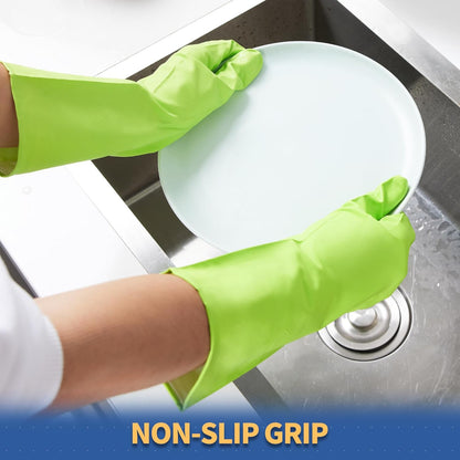 Nitrile Cleaning Gloves, Heavy Duty Dishwashing Gloves, Reusable Medium Gloves for Kitchen, Bathroom, Gardening, Working, Pet Care - White, 3 Pairs, Size M