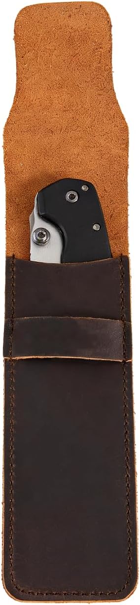 Leather Pocket Knife Sheath,Folding Knife Storage Case Small Knife Pouch Holder for 6.5 inch Folding Knife EDC Sheath for Folding Knife Carrier,Knifves Drawer Pocket Organizer,Gift for Men