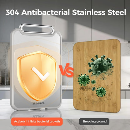 Sumzzz Stainless Steel Cutting Board for Kitchen, 2-in-1 Double-Sided Chopping Board, Dishwasher Safe, Food Grade Stainless Steel/PP, Easy to Clean, Large Size, Non-Slip, 16"×11"