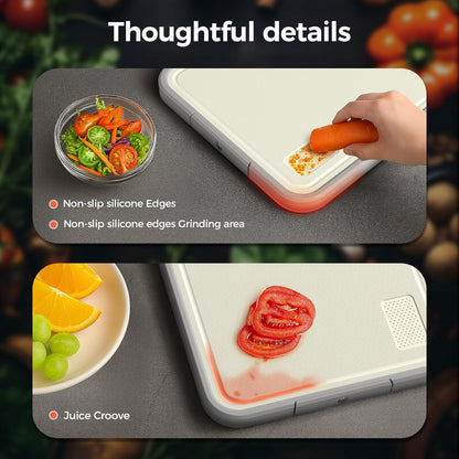 Sumzzz Stainless Steel Cutting Board for Kitchen, 2-in-1 Double-Sided Chopping Board, Dishwasher Safe, Food Grade Stainless Steel/PP, Easy to Clean, Large Size, Non-Slip, 16"×11"