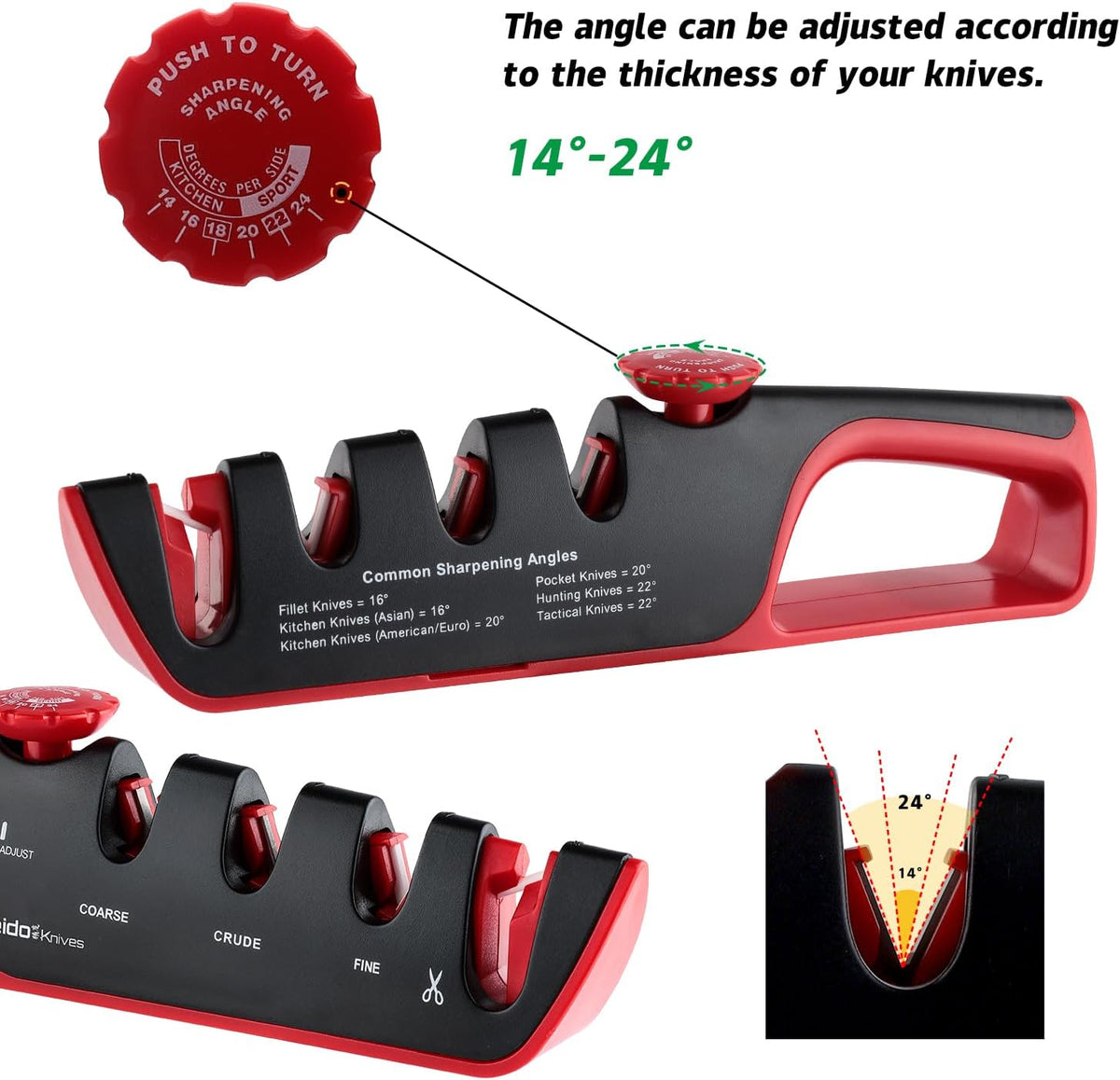 4-Stage Professional Knife Sharpener - Adjustable Angle Guide and Scissor Sharpening Slot | Adjustable angle guide, coarse-to-fine sharpening stages, and built-in scissor sharpening slot