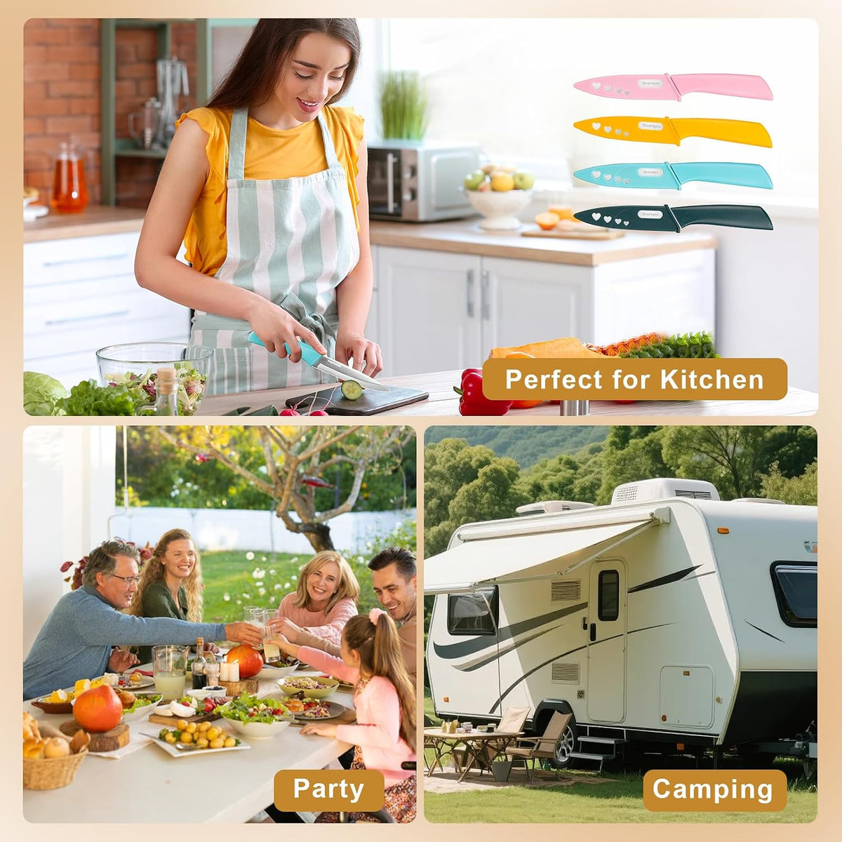 Paring Knife Set of 4, Paring Knives With Cover, 4 inch Small Fruit Knife, Ultra Sharp Kitchen Knives，High Carbon Stainless Steel PP Plastic Handle