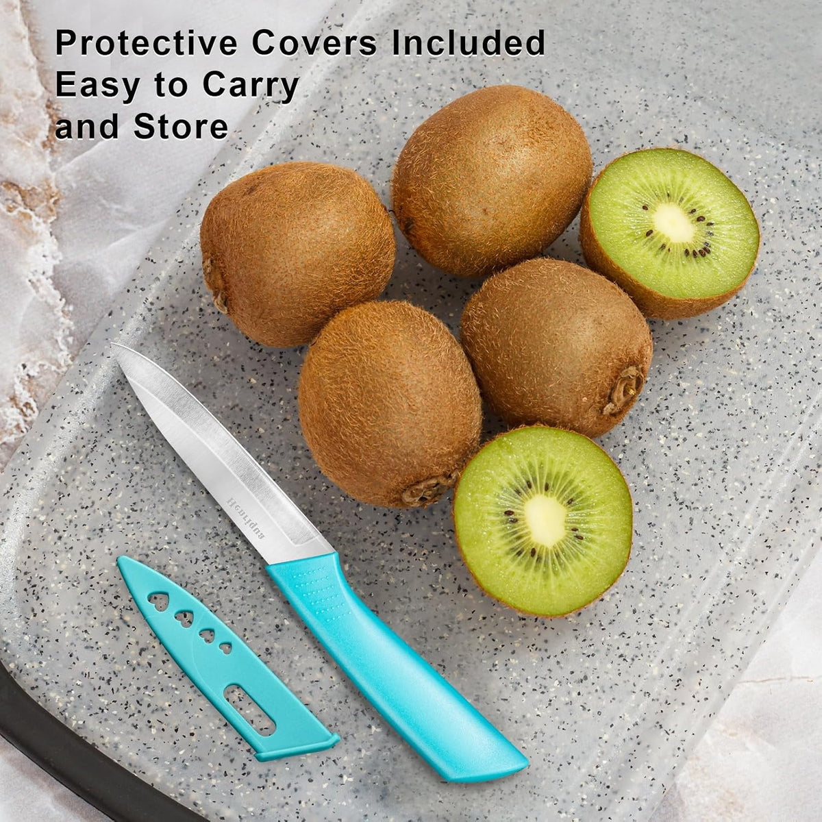 Paring Knife Set of 4, Paring Knives With Cover, 4 inch Small Fruit Knife, Ultra Sharp Kitchen Knives，High Carbon Stainless Steel PP Plastic Handle