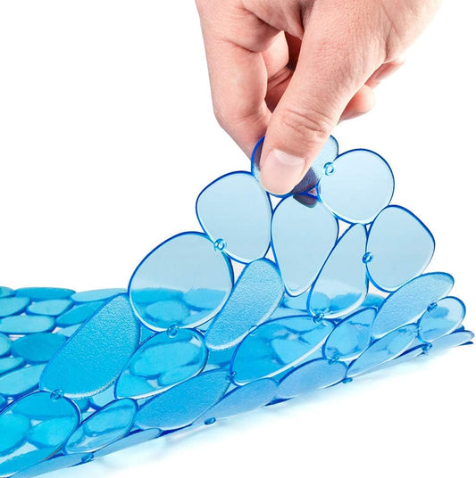 Pebble Sink Mat for Stainless Steel/Ceramic Sinks, PVC Eco-Friendly Sink Protectors Mats for Bottom of Kitchen Sink, Dish Drying Mat for Dishes and Glassware, 15.7 x 11.8 inch, Blue