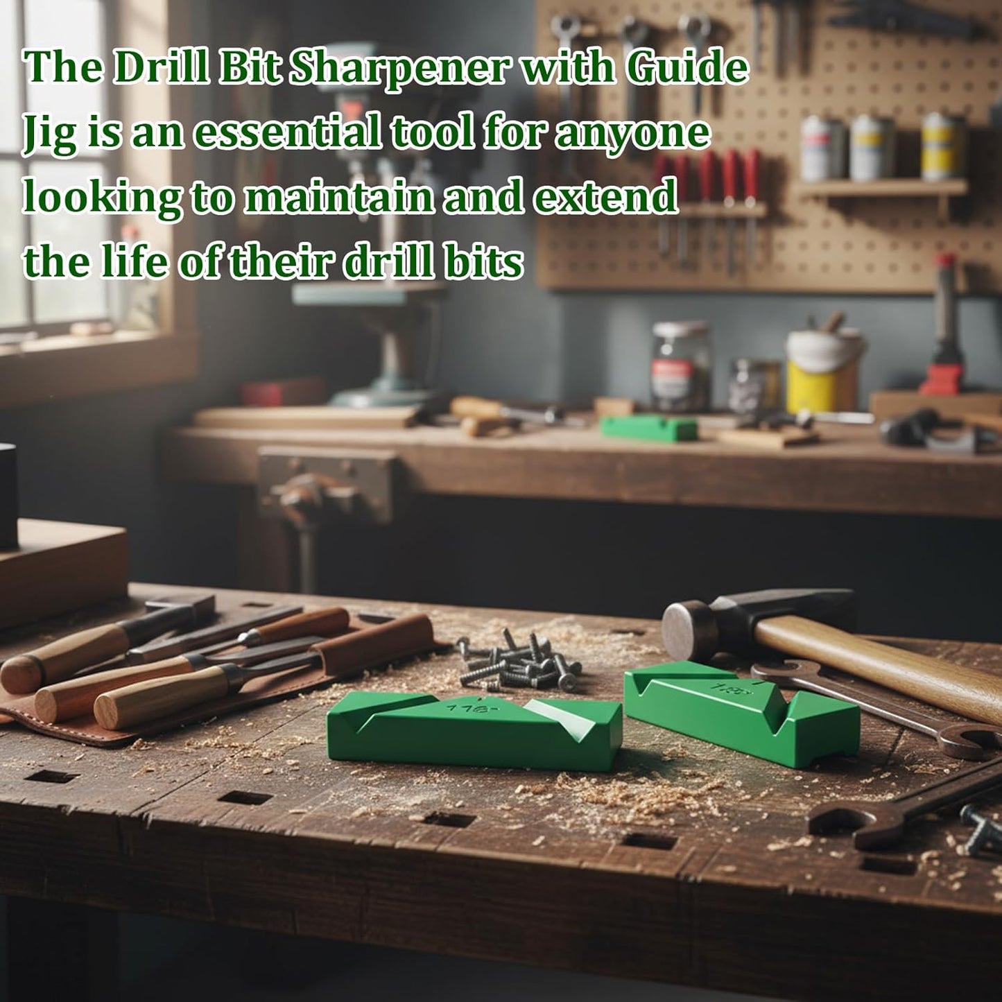 Drill Bit Sharpening Jig, Professional Drill Bit Sharpening Tool with Three Angle Options, Restore Dull Twist Bits for Workshop and Job Site Maintenance, Includes Two Sets of 90 118 135 Degree Guides