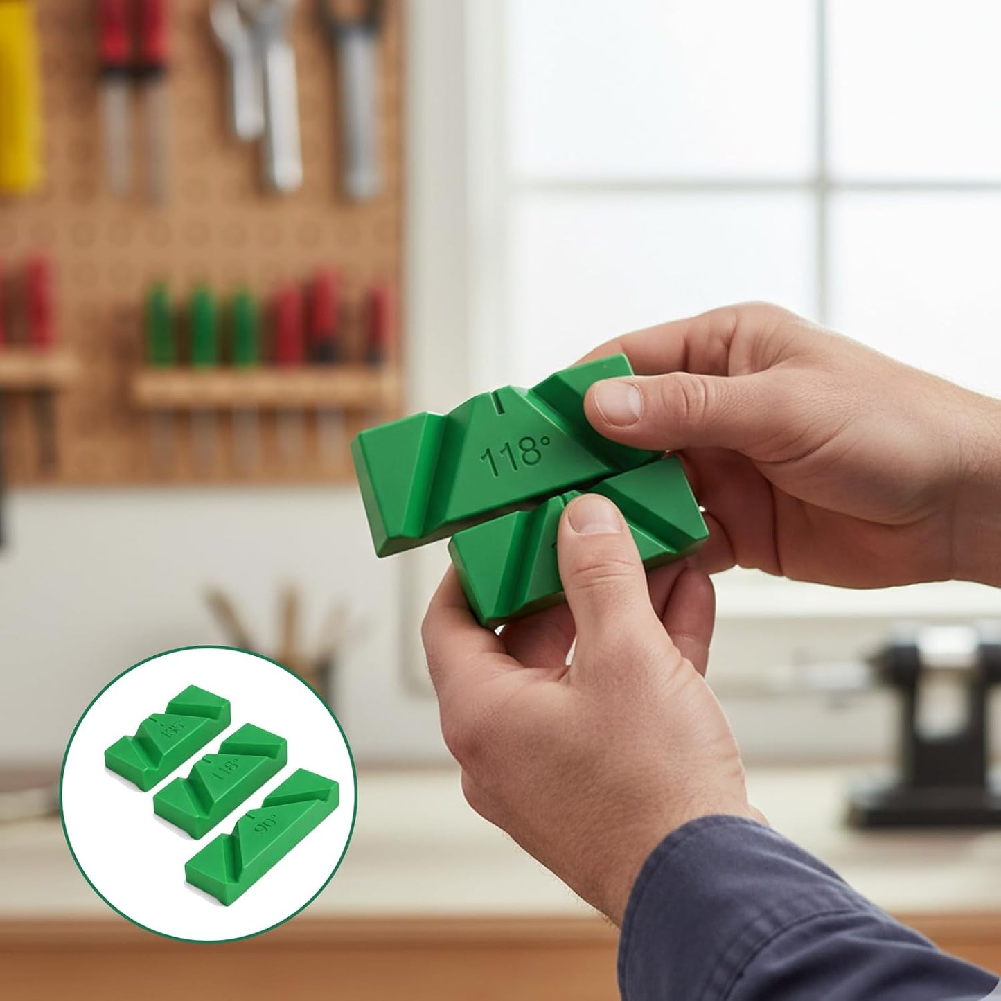 Drill Bit Sharpening Jig, Professional Drill Bit Sharpening Tool with Three Angle Options, Restore Dull Twist Bits for Workshop and Job Site Maintenance, Includes Two Sets of 90 118 135 Degree Guides