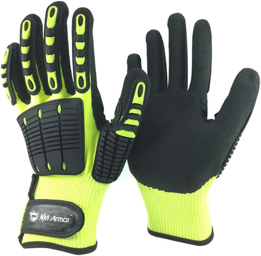 Anti Vibration Oil-Proof A5 Cut Resistant Safety Work Glove | Heavy Duty,Excellent Grip for Auto Mechanic Repair,Warehouse Logistics,Metal Fabrication,DIY Projects & Outdoor Work