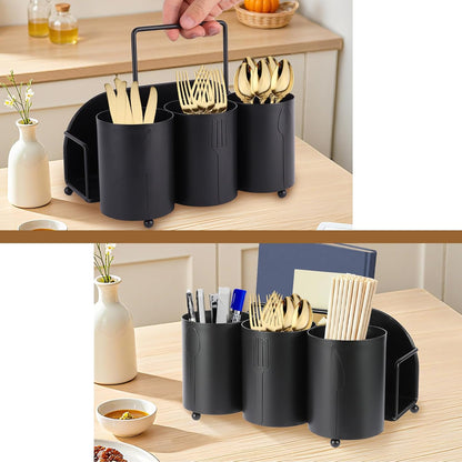 Utensil Caddy Silverware Holder Fork Spoon Napkin Paper Plate Organizer Metal Utensil Holder Cutlery Flatware Organizers for Party Kitchen Countertop Camping Picnic - Black Mesh