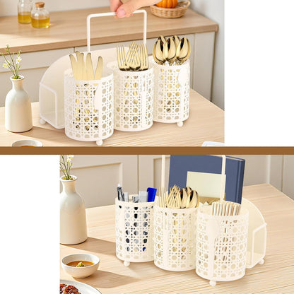 Utensil Caddy Silverware Holder Fork Spoon Napkin Paper Plate Organizer Metal Utensil Holder Cutlery Flatware Organizers for Party Kitchen Countertop Camping Picnic - Black Mesh