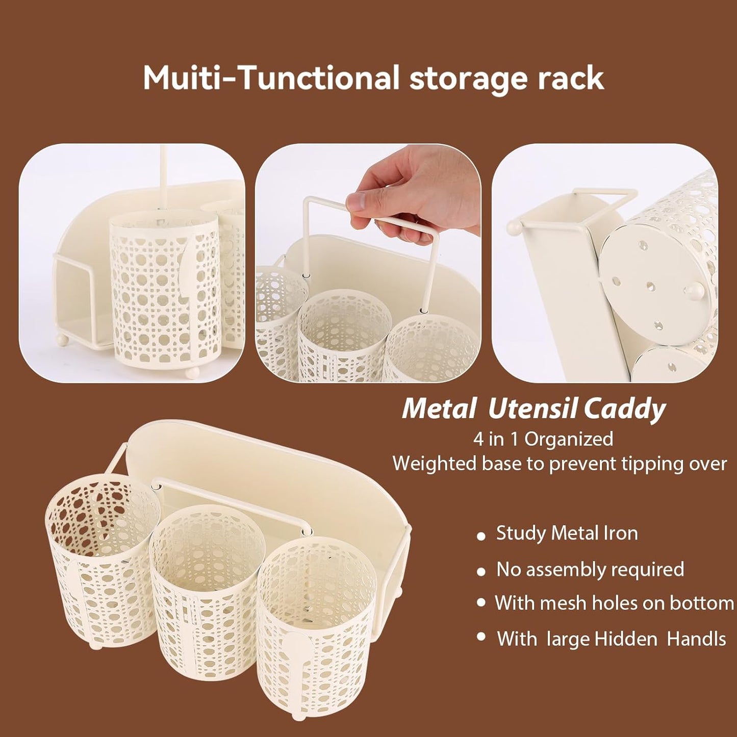 Utensil Caddy Silverware Holder Fork Spoon Napkin Paper Plate Organizer Metal Utensil Holder Cutlery Flatware Organizers for Party Kitchen Countertop Camping Picnic - Black Mesh