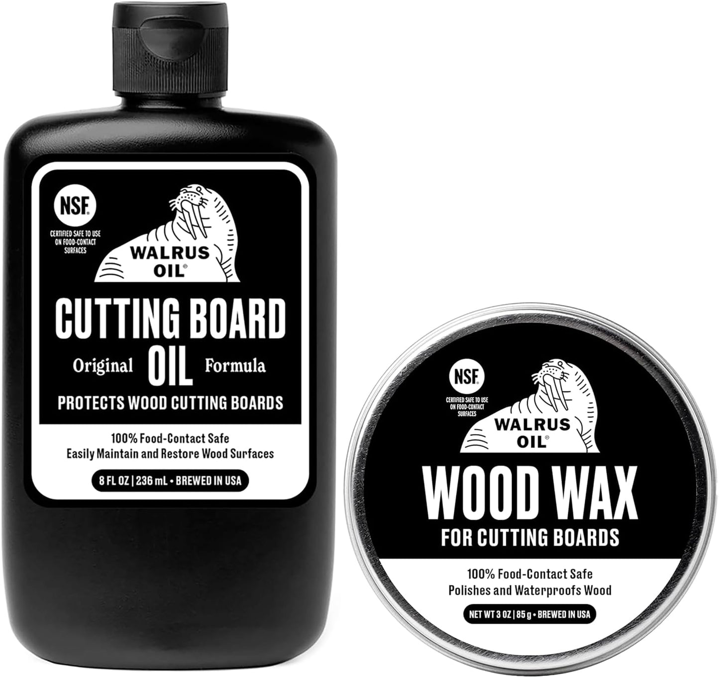 Cutting Board Oil and Wood Wax Set. For Cutting Boards, Butcher Blocks, Wooden Spoons, and Bowls. 100% Food-Safe.