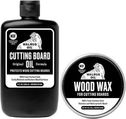 Cutting Board Oil and Wood Wax Set. For Cutting Boards, Butcher Blocks, Wooden Spoons, and Bowls. 100% Food-Safe.