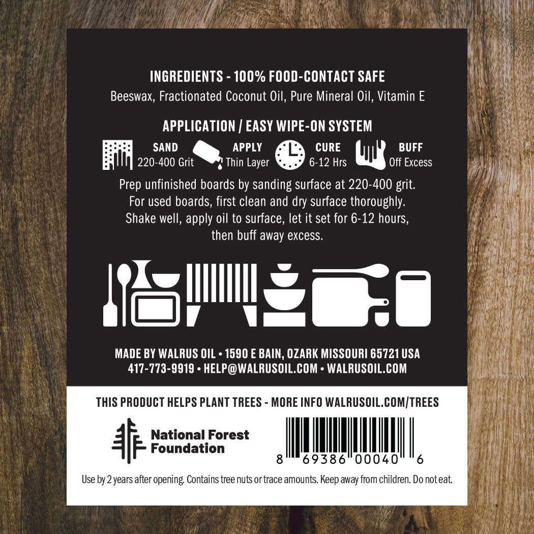 Cutting Board Oil and Wood Wax Set. For Cutting Boards, Butcher Blocks, Wooden Spoons, and Bowls. 100% Food-Safe.