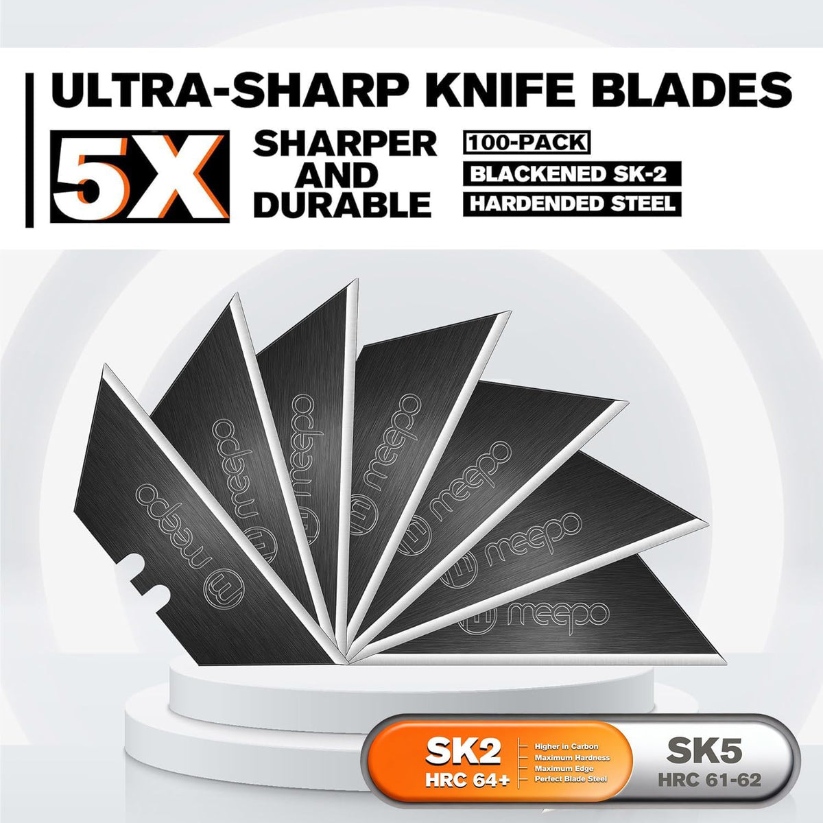 Utility Knife Blades, Never Rust, Blackened SK-5 Steel
