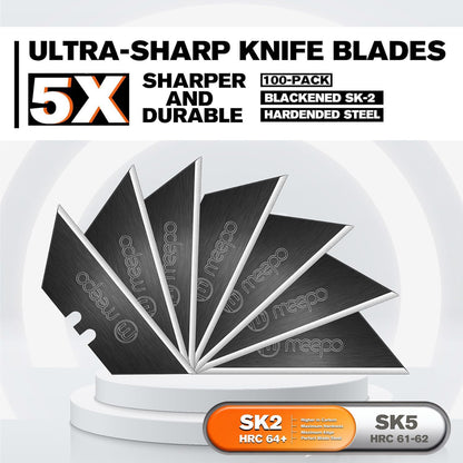 Utility Knife Blades, Never Rust, Blackened SK-5 Steel