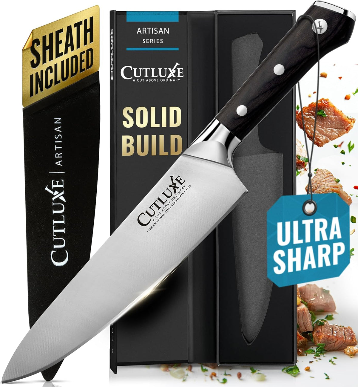 Chef Knife 8" – German High Carbon Steel Kitchen Knife, Full Tang