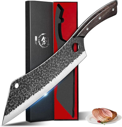 Japanese Brisket Slicing Knife for BBQ, Full Tang Butcher Knife | 11" Extra Long Heavy Duty Meat Knives with Wood Handle, Sharp BBQ Knives for Turkey Grilling Smoker, Ideal Gift for Men Women