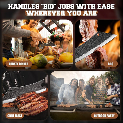 Japanese Brisket Slicing Knife for BBQ, Full Tang Butcher Knife | 11" Extra Long Heavy Duty Meat Knives with Wood Handle, Sharp BBQ Knives for Turkey Grilling Smoker, Ideal Gift for Men Women