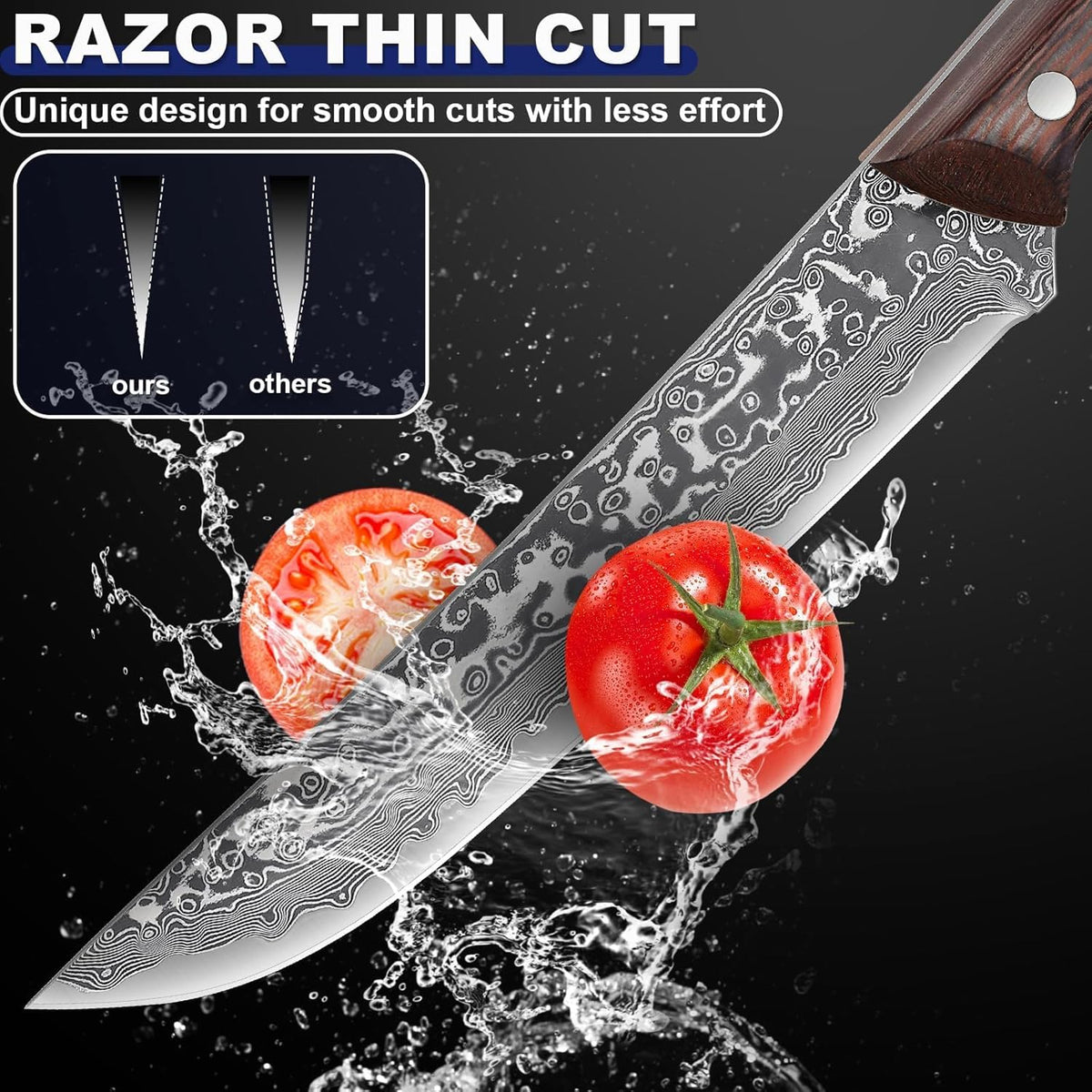 Japanese Brisket Slicing Knife for BBQ, Full Tang Butcher Knife | 11" Extra Long Heavy Duty Meat Knives with Wood Handle, Sharp BBQ Knives for Turkey Grilling Smoker, Ideal Gift for Men Women