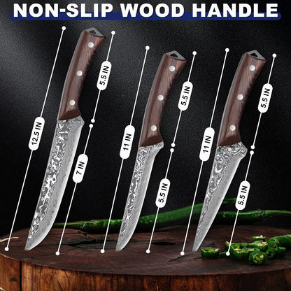 Japanese Brisket Slicing Knife for BBQ, Full Tang Butcher Knife | 11" Extra Long Heavy Duty Meat Knives with Wood Handle, Sharp BBQ Knives for Turkey Grilling Smoker, Ideal Gift for Men Women