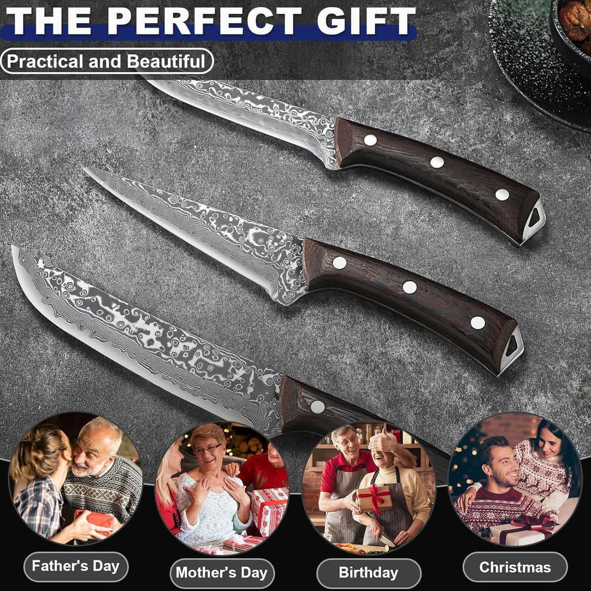 Japanese Brisket Slicing Knife for BBQ, Full Tang Butcher Knife | 11" Extra Long Heavy Duty Meat Knives with Wood Handle, Sharp BBQ Knives for Turkey Grilling Smoker, Ideal Gift for Men Women