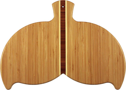 Whale Tail Shaped Bamboo Serving and Cutting Board, 14-1/2" x 10-1/2"