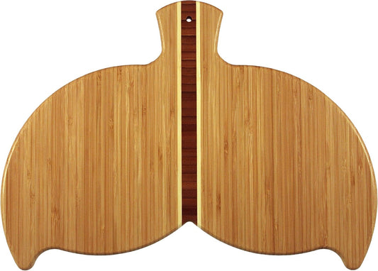 Whale Tail Shaped Bamboo Serving and Cutting Board, 14-1/2" x 10-1/2"