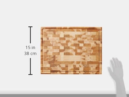 Maple End-Grain Butcher Block, Cutting Board, 14 x 18 x 1.5 in | Checkered, Handcrafted in Canada, Thick Board for Meat, Cheese, Charcuterie