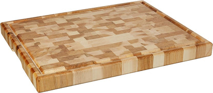 Maple End-Grain Butcher Block, Cutting Board, 14 x 18 x 1.5 in | Checkered, Handcrafted in Canada, Thick Board for Meat, Cheese, Charcuterie