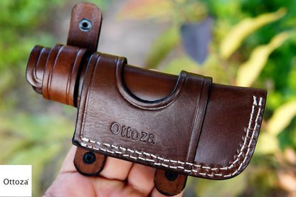 Leather Knife Sheaths for Fixed Blade Knives, Small Knife Sheath RIGHT HAND Leather Knife Sheath for Belt, Leather Knife Holster Belt Knife Holder, Horizontal Knife Sheath for Belt No:125