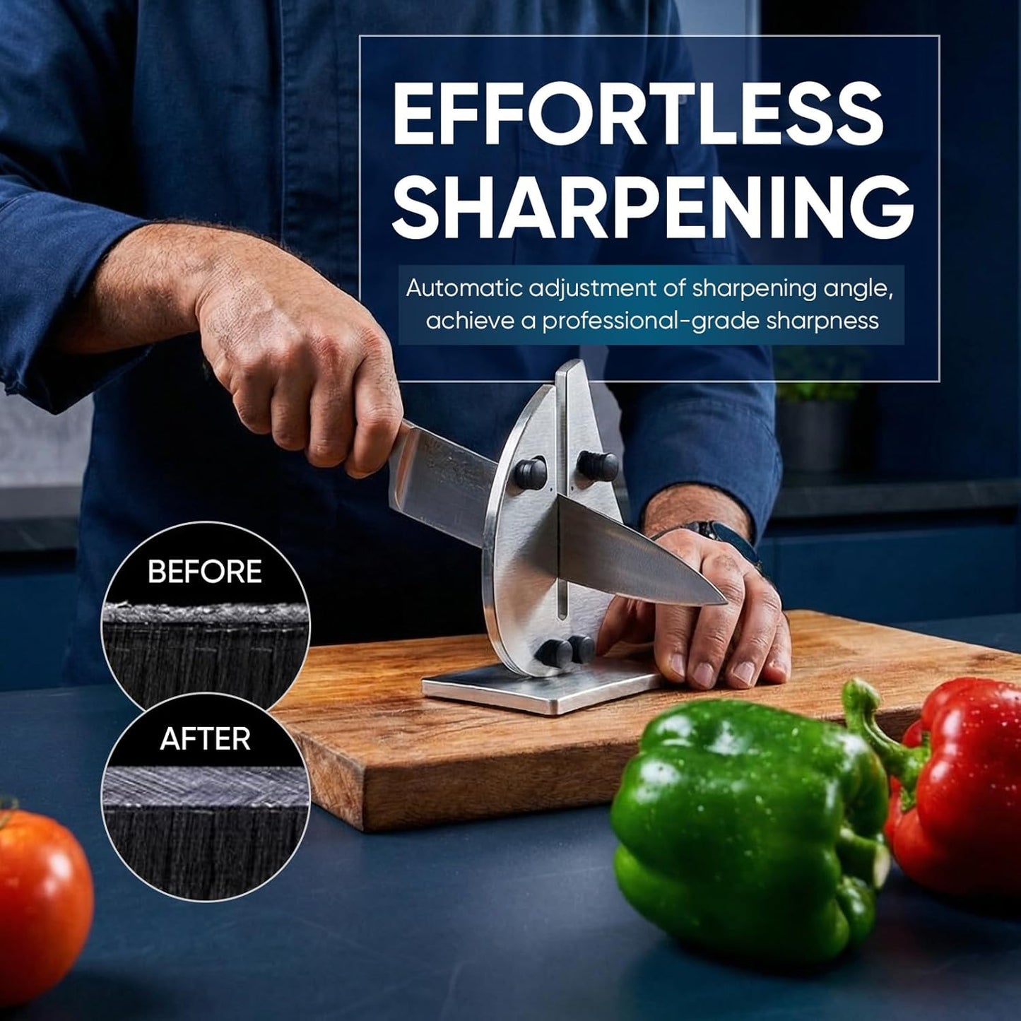 VN3 Professional Knife Sharpener | 3-Action Tungsten Carbide | For Repair, Restoration and Sharpening, Easy to Use, Replacement Blades Included, Soild and Durable, Sailboat Shaped Design