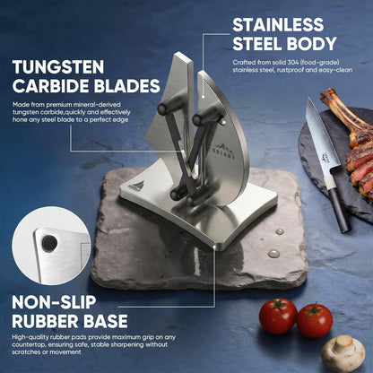 VN3 Professional Knife Sharpener | 3-Action Tungsten Carbide | For Repair, Restoration and Sharpening, Easy to Use, Replacement Blades Included, Soild and Durable, Sailboat Shaped Design