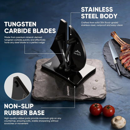 VN3 Professional Knife Sharpener | 3-Action Tungsten Carbide | For Repair, Restoration and Sharpening, Easy to Use, Replacement Blades Included, Soild and Durable, Sailboat Shaped Design